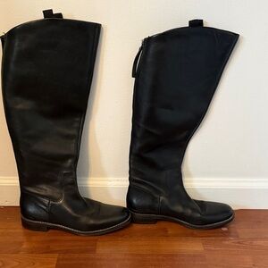 Like New Franco Sarto Leather Zip Up Back Black Knee-High Tall Wide Calf Boots